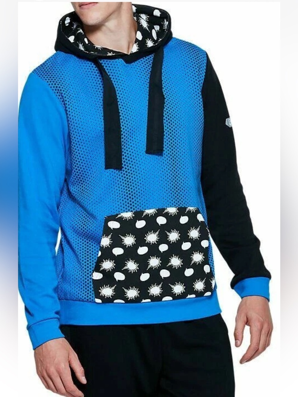 Blue and Black Men's ASICS Tiger Hooded Pullover Sweatshirt